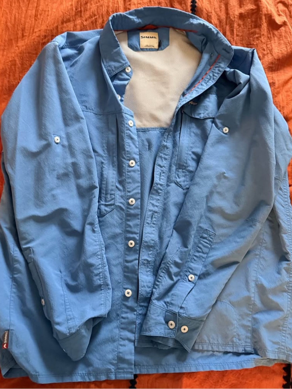 Simms Men's Sky Blue Lightweight Fishing Shirt Jacket